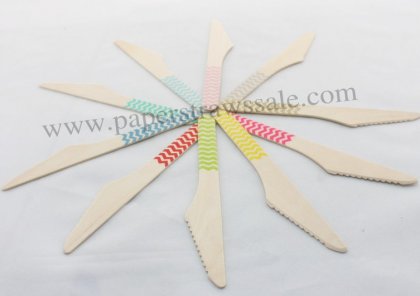 500pcs Mixed 10 Colors Chevron Wooden Knives Bulk