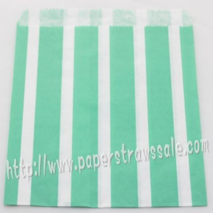 Aqua Vertical Striped Paper Favor Bags 400pcs [pfbags061]