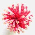 Hot Pink with White Heart Paper Straws 500 pcs