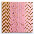 100 Pcs/Box Mixed Metallic Gold Foil Light Pink Paper Straws