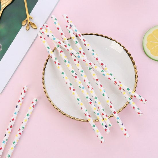 Colorful Colored Rainbow Star Paper Straws 500 pcs - Click Image to Close