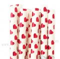 Metallic Red Foil Heart Paper Straws 500pcs