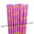 Hot Pink Daisy Paper Drinking Straws 500pcs