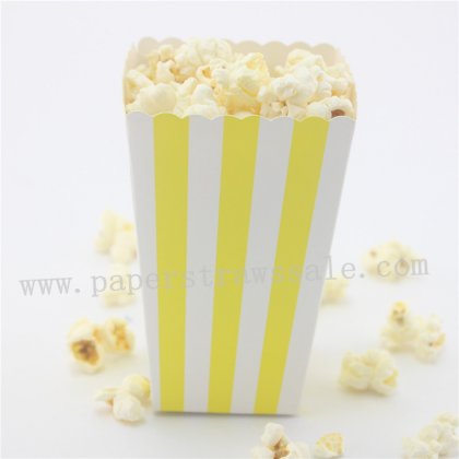 Yellow Striped Paper Popcorn Boxes 36pcs [popcornboxes018]