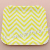 7" Yellow Chevron Square Paper Plates 60pcs