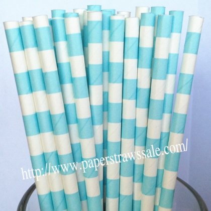 Light Blue Sailor Stripe Paper Straws 500pcs [sspaperstraws002]