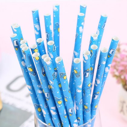 Footprint Nursing Bottle Pacifier Paper Straws 500 pcs [pacifierpaperstraws001]