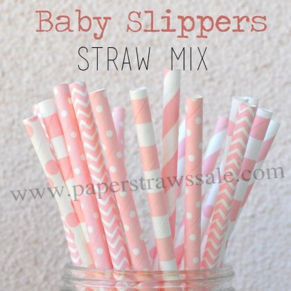 250pcs BABY SLIPPERS Paper Straws Mixed [themedstraws140]