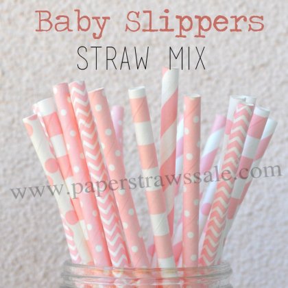 250pcs BABY SLIPPERS Paper Straws Mixed