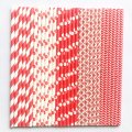 125 Pcs Mixed 5 Styles Red Party Paper Drinking Straws