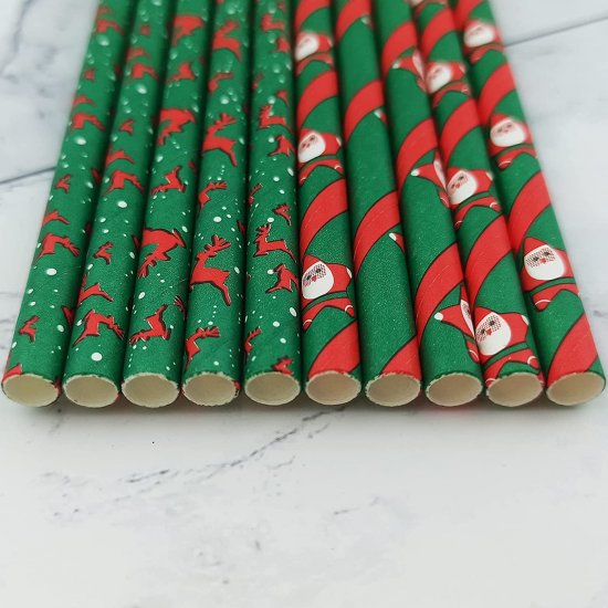 Christmas Green Red Santa Claus Paper Straws 500 pcs - Click Image to Close