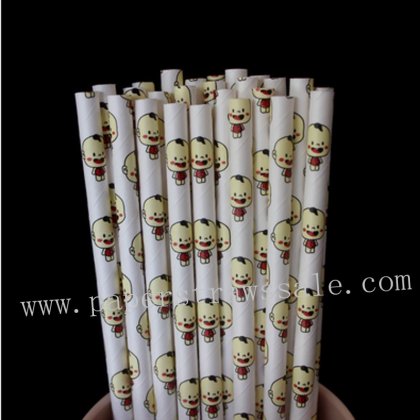 Baby Boy Kids Doll Print Paper Straws 500pcs [npaperstraws130]