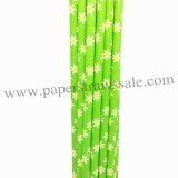 Daisy Flower Lime Green Paper Straws 500pcs