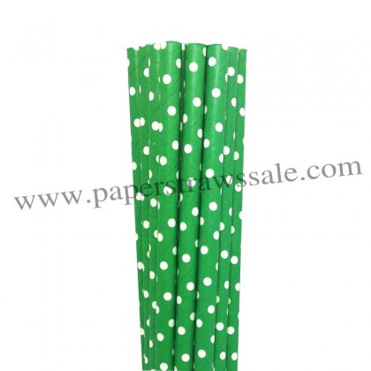 Swiss Dot Kelly Green Paper Straws 500pcs [cnpaperstraws010]