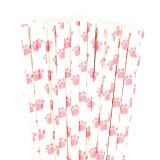 Dog Puppy Kitty Pet Pink Paw Paper Straws 500 Pcs