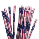 Blue Red White US American Flag Paper Straws 500 pcs