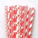 125 Pcs Mixed 5 Styles Red Party Paper Drinking Straws