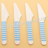 Wooden Knives with Blue Striped Print 100pcs