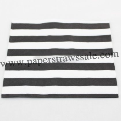 Black Paper Napkins Stripe Print 300pcs [ppnapkins012]