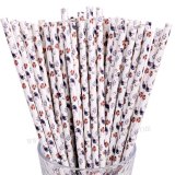 Colorful Floral Hen Bird Ladybug Paper Straws 500 pcs