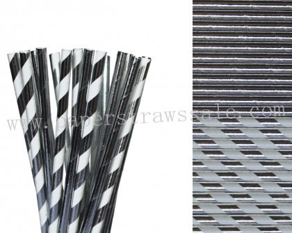 200pcs Metallic Silver Foil Paper Straws Mixed [themedstraws297]