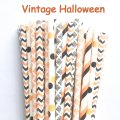 100 Pcs/Box Mixed Party Vintage Halloween Paper Straws