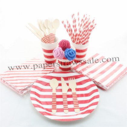 193 pieces/lot Christmas Dinnerware Set Red Striped