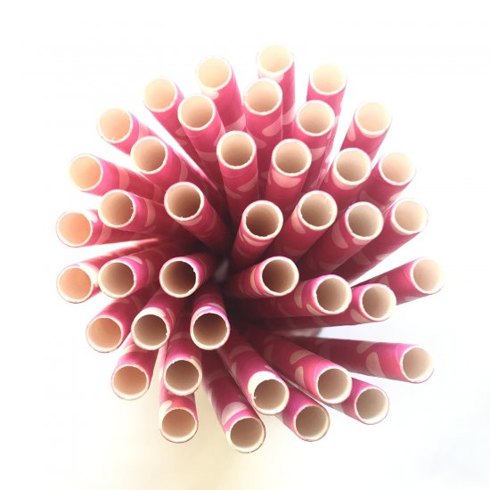 White Polka Dot Hot Pink Paper Straws 500 Pcs - Click Image to Close