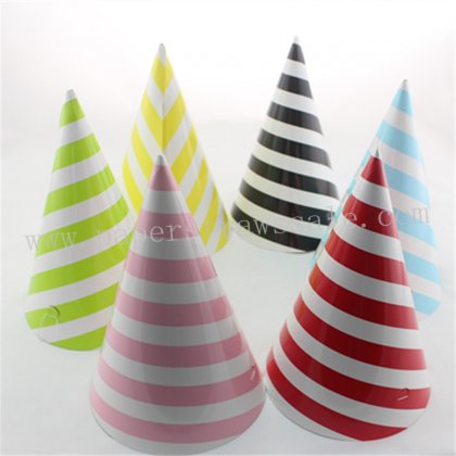 72pcs Mixed 6 Colors Striped Paper Party Hats