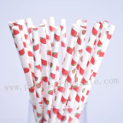 Fruit Print Red Watermelon Paper Straws 500pcs [npaperstraws121]