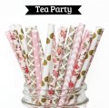 100 Pcs/Box Mixed Pink Gold Tea Party Paper Straws