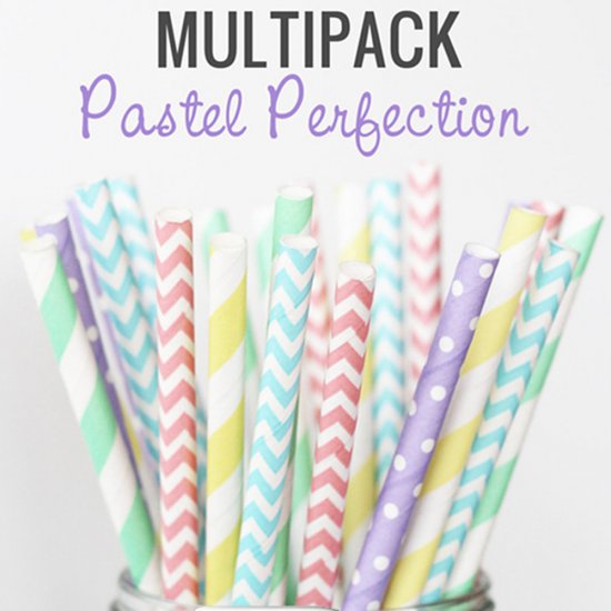 100 Pcs/Box Mixed Easter Pastel Perfection Paper Straws - Click Image to Close