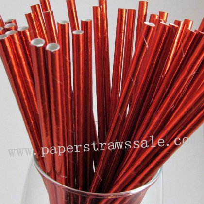 Plain Metallic Red Foil Paper Straws 500pcs [foilstraws021]