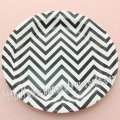 9" Round Paper Plates Black Chevron 60pcs