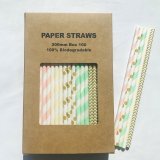 100 Pcs/Box Mixed Mint Jubilee Party Paper Straws