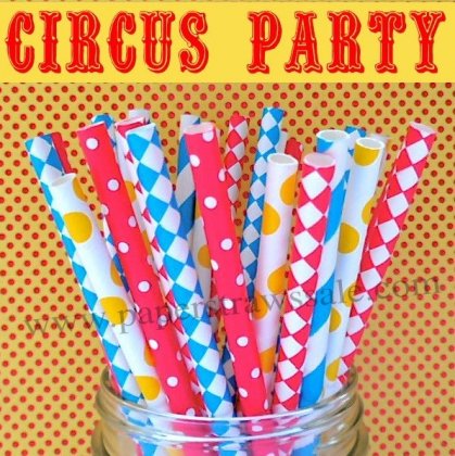 250pcs Circus Party Theme Paper Straws Mixed [themedstraws014]