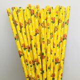 Flower Dot Red Rose Yellow Paper Straws 500 pcs