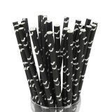 Halloween White Bat Black Paper Straws 500 pcs