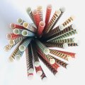 100 Pcs/Box Mixed Metallic Gold Foil Colored Wave Paper Straws