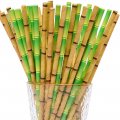 100 Pcs/Box Mixed Green Yellow Bamboo Paper Straws