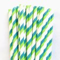Green Teal Blue Double Stripe Paper Straws 500pcs