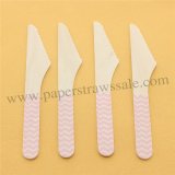 Baby Pink Zig Zag Print Wooden Knife 100pcs