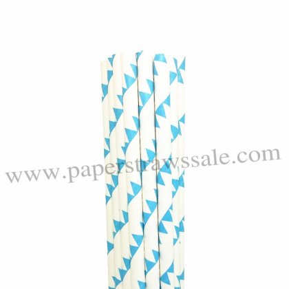Blue Bunting Flag Print Paper Straws 500pcs