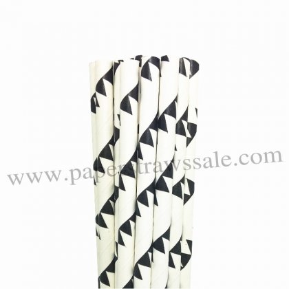 Black Bunting Printed Paper Drinking Straws 500pcs