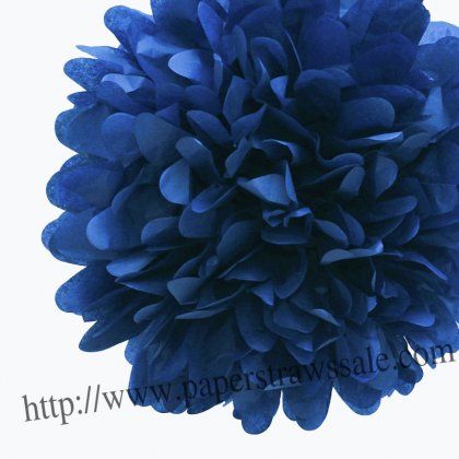 8" and 14" Navy Blue Pom Pom Tissue 20pcs [paperflower018]