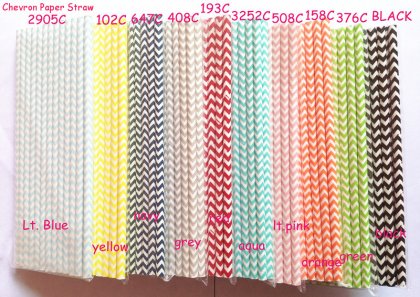 Chevron Paper Drinking Straws 2000pcs Mixed 10 Colors [cpaperstraws001]