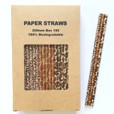 100 Pcs/Box Mixed Leopard Cheetah Giraffe Safari Paper Straws