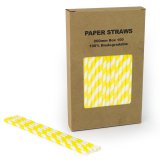 100 pcs/Box Yellow Striped Paper Drinking Straws