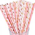 100 Pcs/Box Mixed Metallic Foil Flamingo Paper Straws