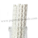 Silver Damask Printed Paper Straws 500pcs